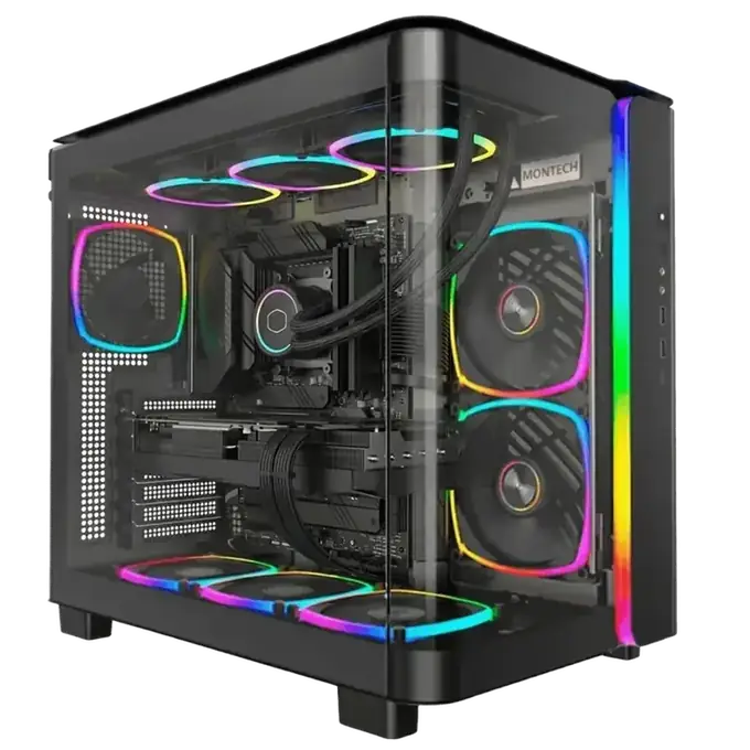 Gabinete gamer com iluminação RGB montado pela Jhon Informática